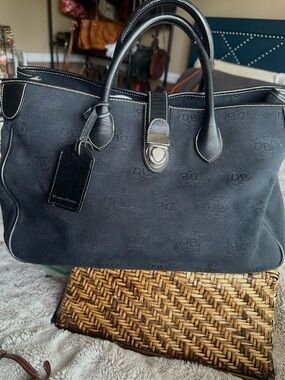 Vintage Dooney and Bourke Black Canvas Satchel with Hangtag
